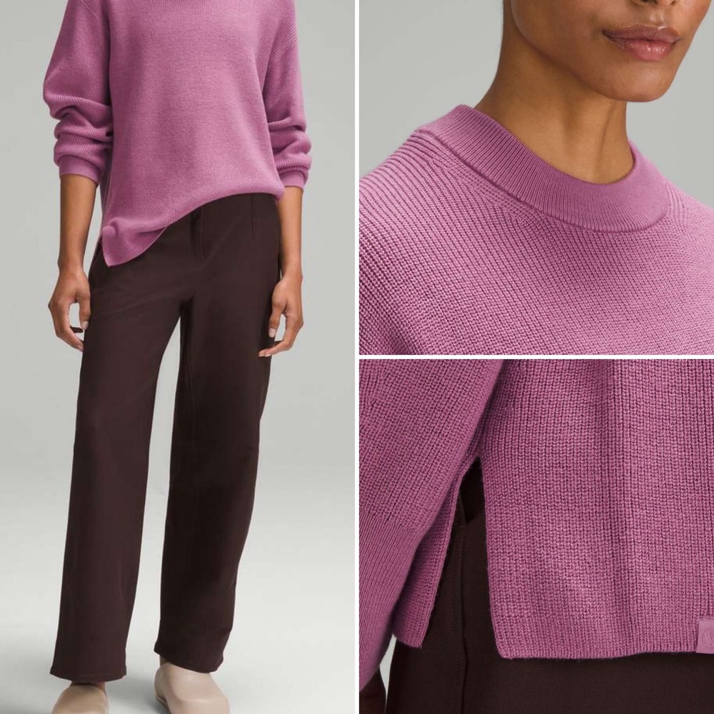 Lululemon Merino Wool Blend Ribbed Crewneck Sweater Dusty Purple Womens Medium 8 - Picture 2 of 12